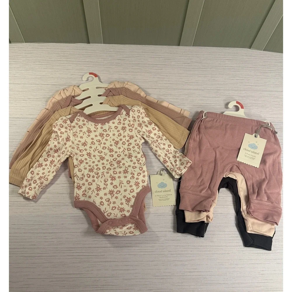 Cloud Island Baby Girls Newborn NB 0M Bodysuits Pants Sleep Play Romper Lot 11pc